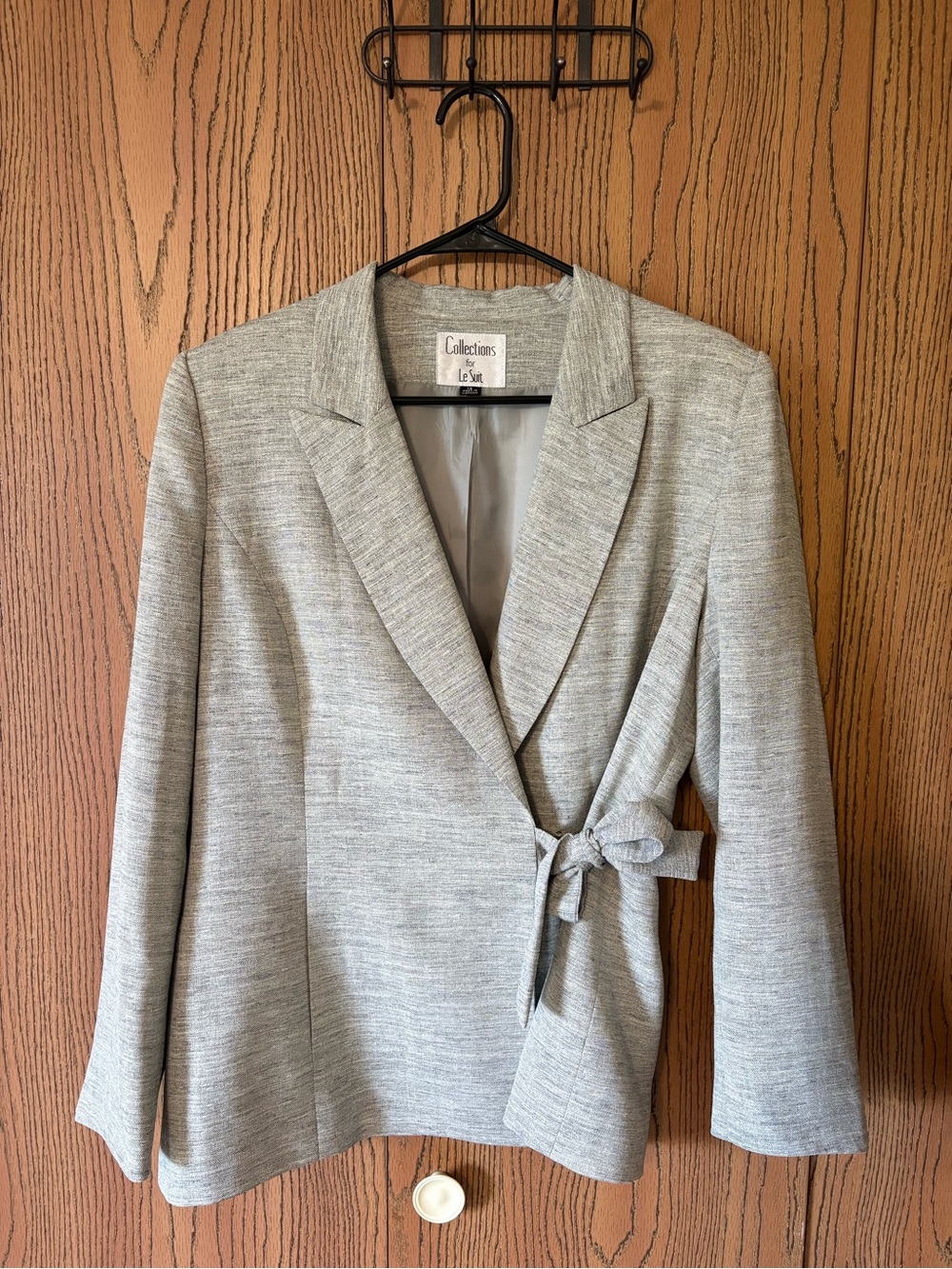 Light Gray Suit Jacket with Bow Detail